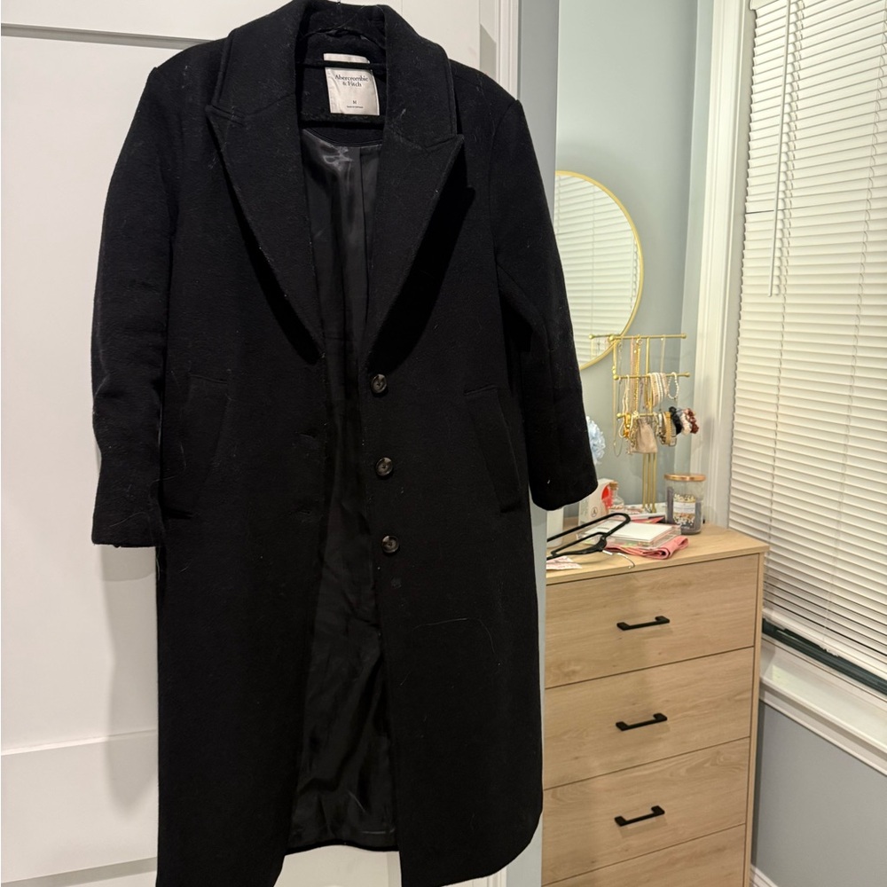 Abercrombie & Fitch Classic Black Trench Coat